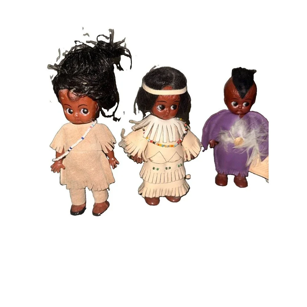 Vintage Native American Side Glancing Plastic Dolls 5
